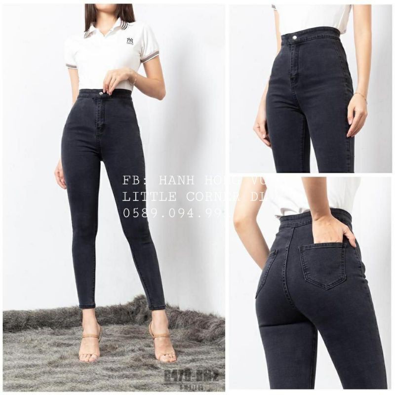 Quần jeans lưng cao TOPSHOP nữ 3 màu lưng siêu cao hack dáng kèm ảnh thật