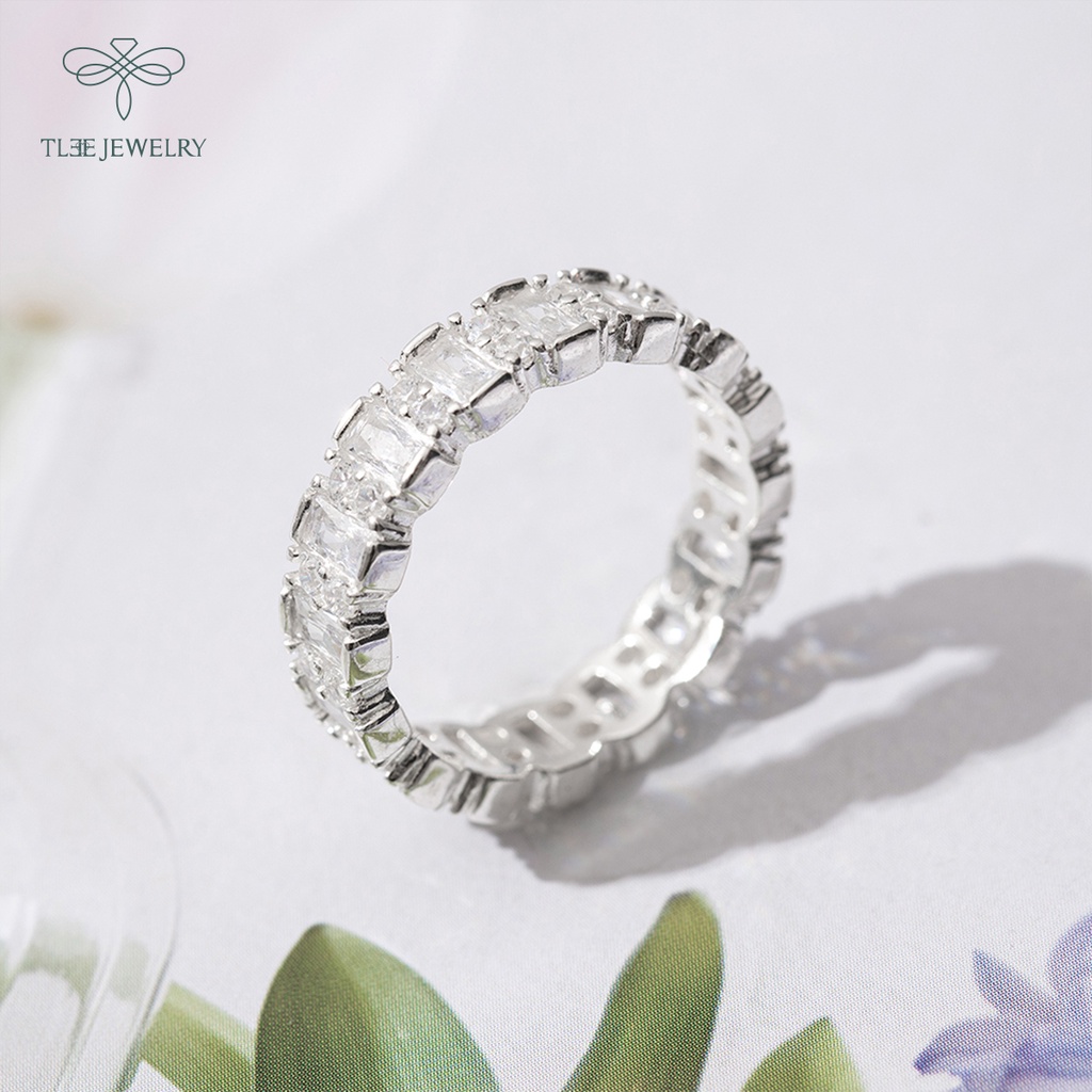 Nhẫn bạc nữ TLEE bản to đính full đá sang trọng NCJ A0178