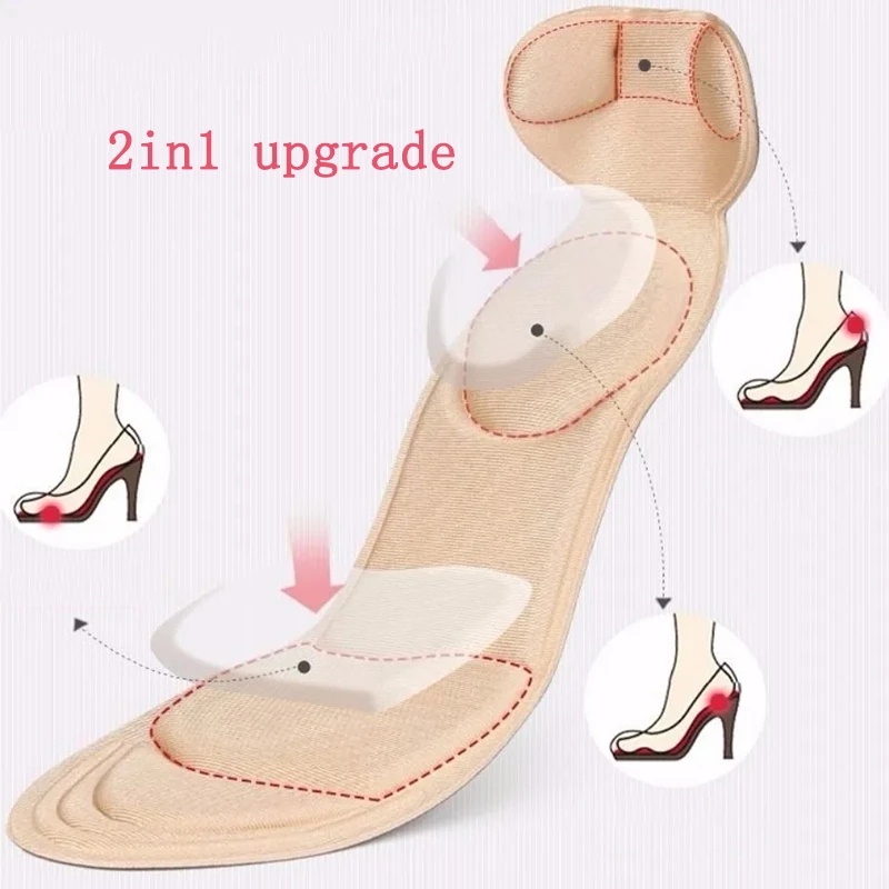 1 cặp miếng lót giày 7D mềm vô hình chống trượt giảm đau và bảo vệ lưng 2 trong 1 cho nữ
