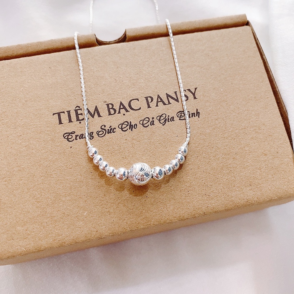 Dây chuyền bạc nữ PANSY 9 bi chất liệu bạc ta cao cấp