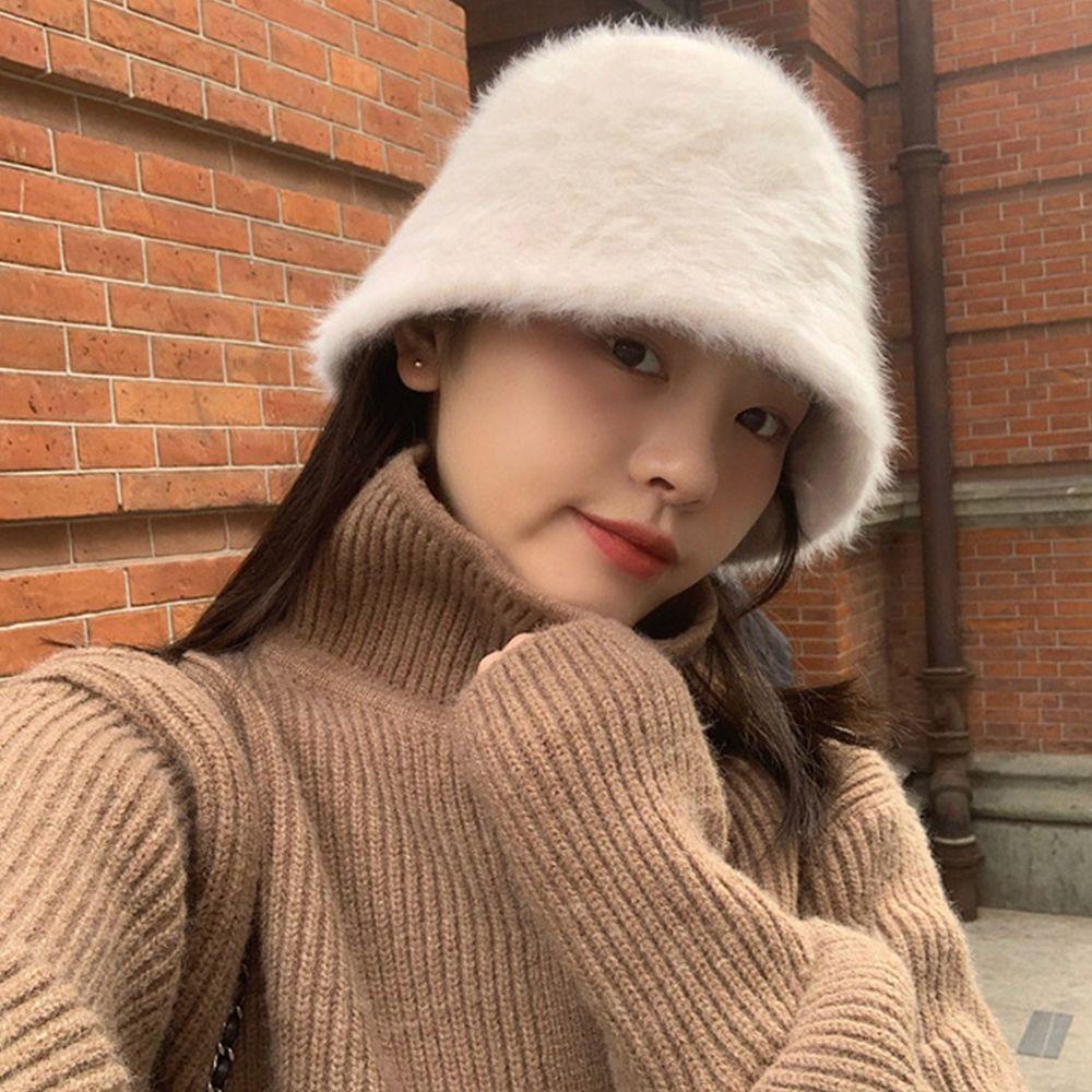 Mũ Tai Bèo WMES15H Phủ Lông Thỏ Giả Màu Sắc Đơn Giản Thoải Mái Phong Cách Hàn Quốc Độc Đáo