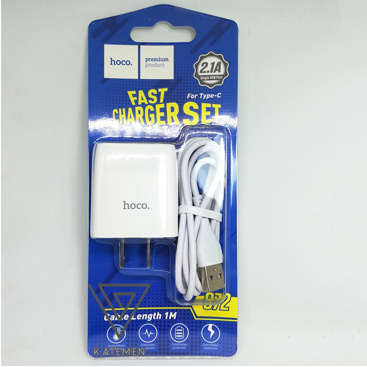 Bộ sạc nhanh Hoco C72, dây sạc 1m, Android 1 cổng Type-C