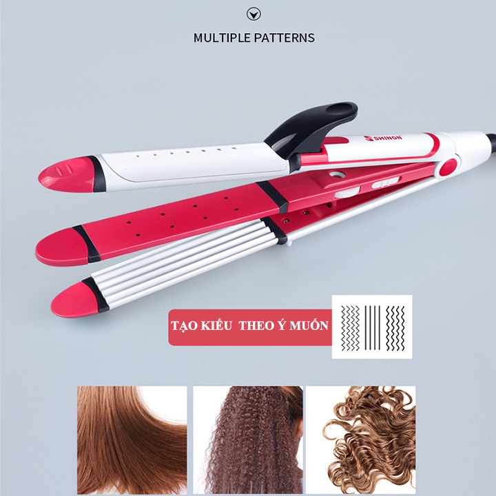 Máy làm tóc 3in1, làm thẳng, xoăn và đập sóng Shinon chính hãng