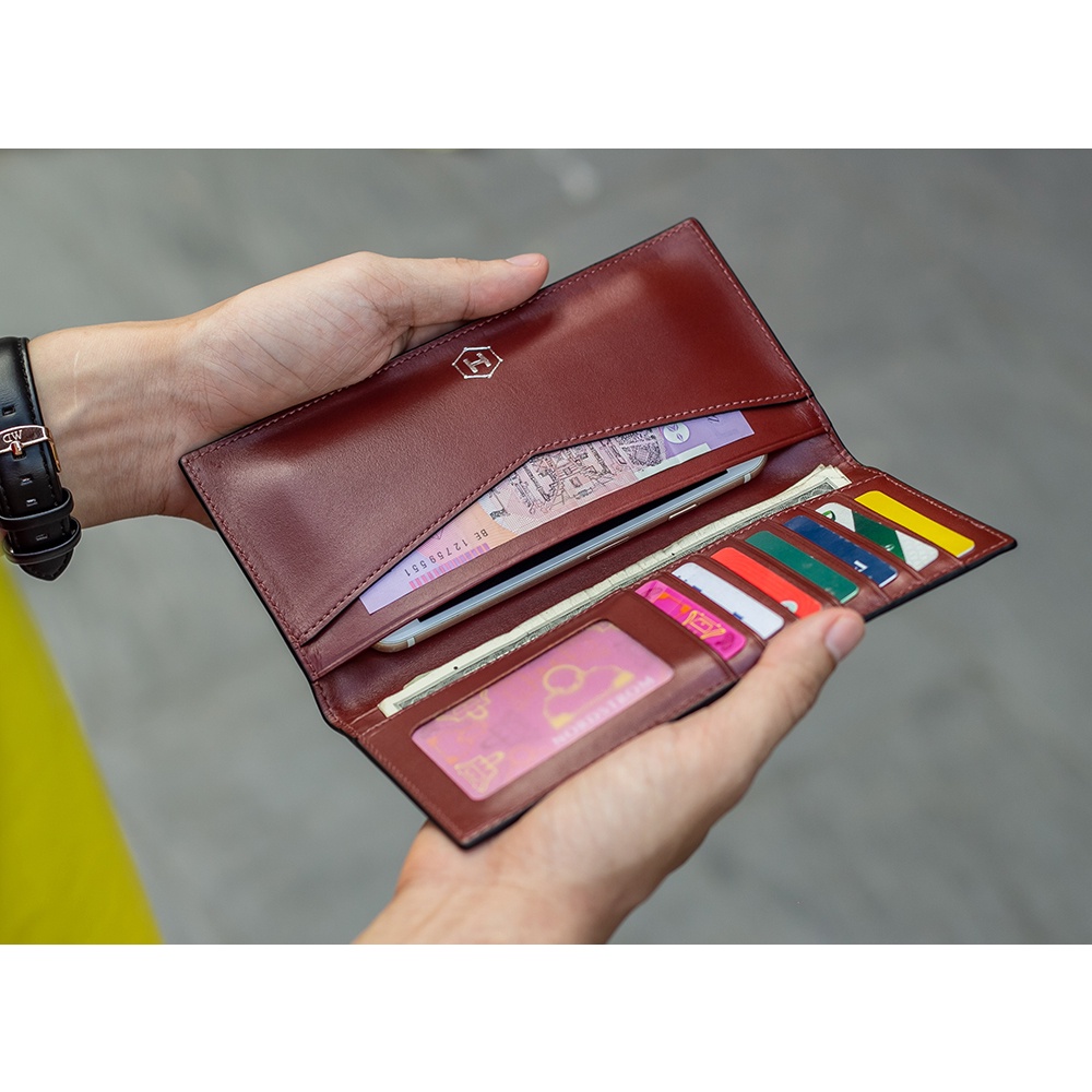 Ví dài Pisa Mini Long Wallet HAVIAS Đỏ Nâu