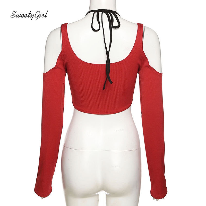 Áo Croptop Hai Mảnh Tay Dài Dáng Ôm Màu Sắc Tương Phản 2022 Dành Cho Nữ