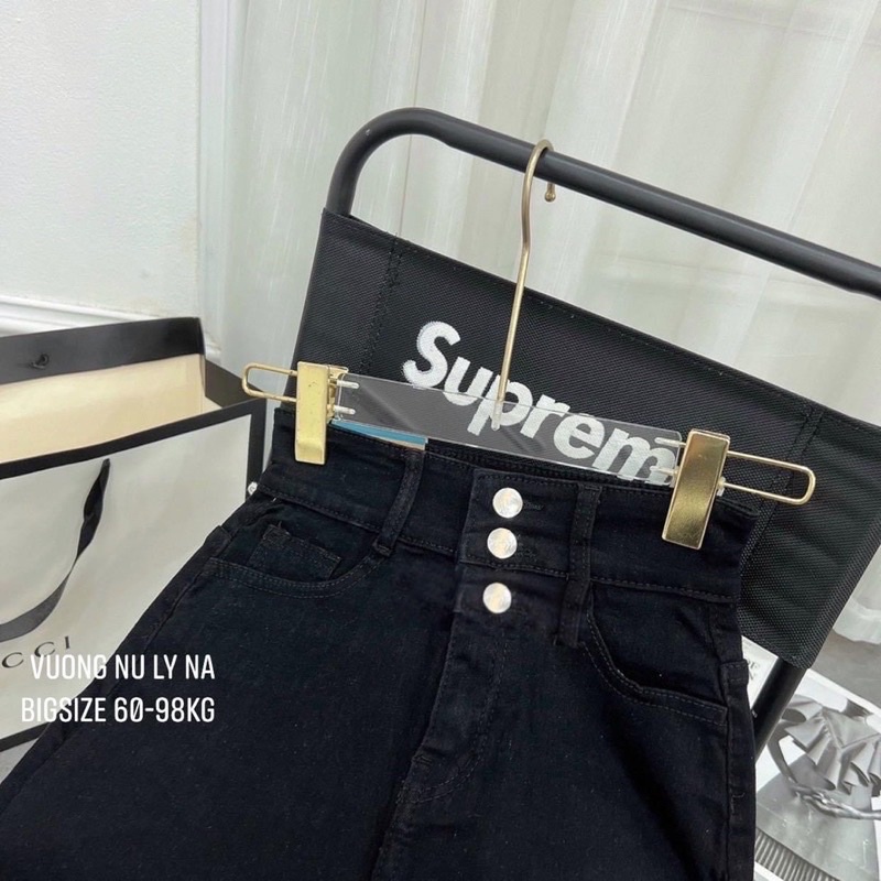 Quần baggy Đen 3 nút lưng cao-ko giãn bigsize 58-98kg