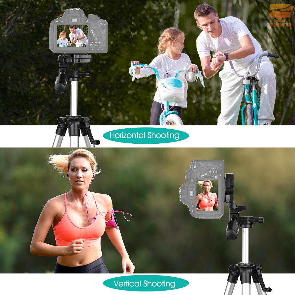 Max. Height 46inch/118cm Aluminum Alloy Camera Tripod Lightweight Portable Photography Video Tripod Max. Load 2.5kg with Carrying Bag Compatible with Canon Nikon Sony DSLR ILDC Cameras DVs