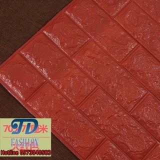Xốp dán tường 3D giả gạch màu đỏ