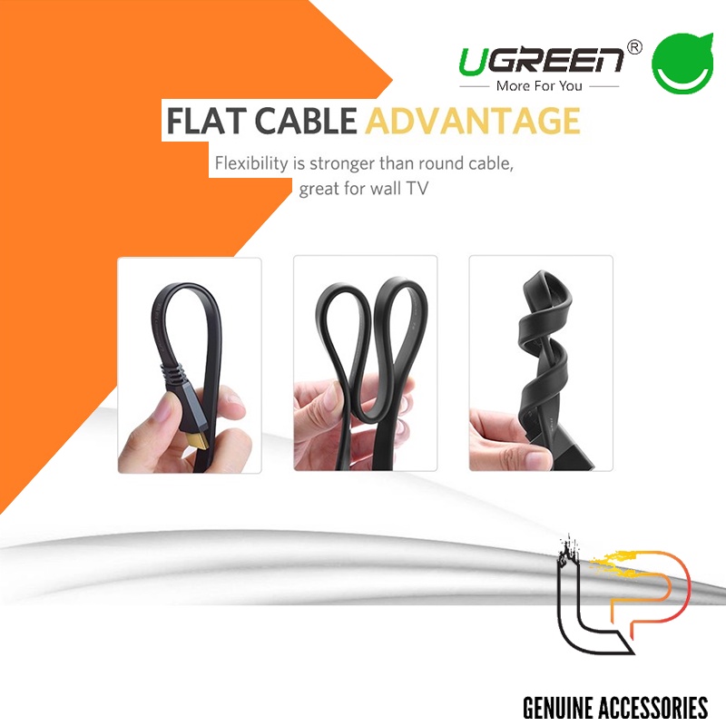 Cáp Hdmi 2.0 dẹt Flat Cable Màu Đen Ugreen Dài 1.5M - 2M - 3M - 5M