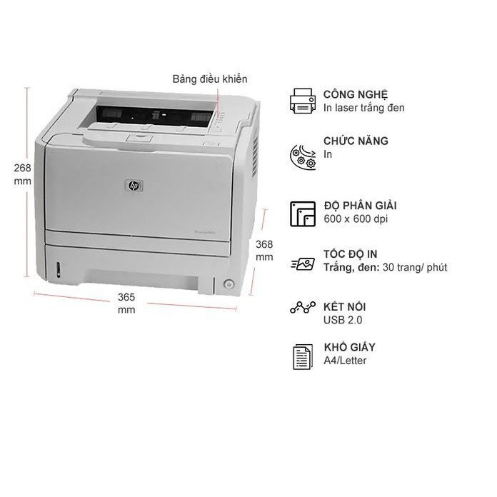 Máy in cũ HP Laserjet P2035 - tặng kèm hộp mực , dây nguồn , dây USB mới