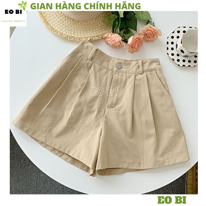 Quần short vải nữ 3 mầu kiểu dáng công sở ulzzang vintage hàn quốc -EOBI