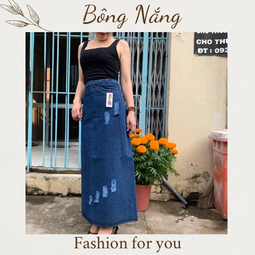 Váy chống nắng Jean rách cao cấp dạng quây