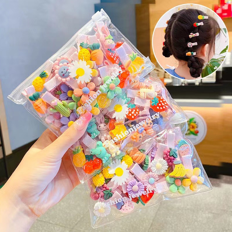 Hộp 20 Kẹp Tóc Hàn Quốc Cho Bé Gái Hình Hoa Quả - PKT26