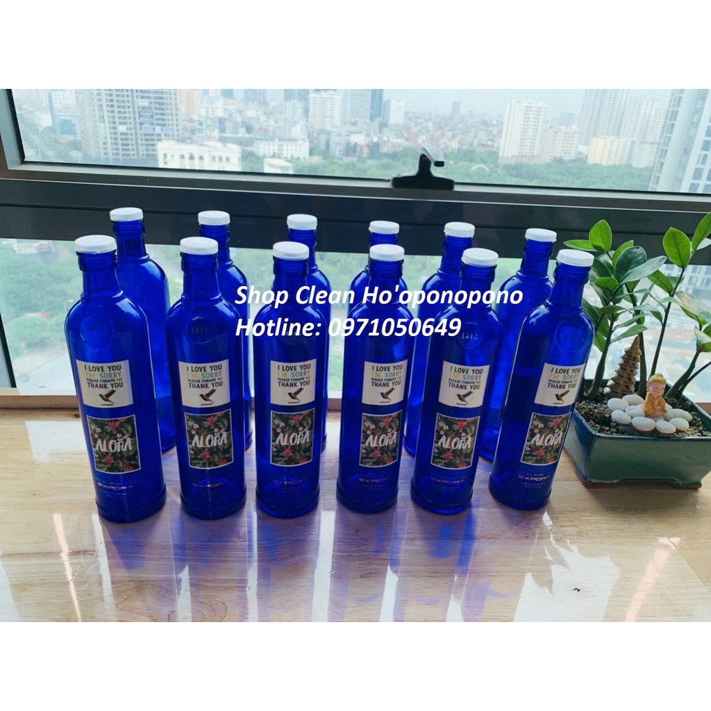 Chai thủy tinh xanh - Thái dương lam thủy 500ml dán sẵn logo