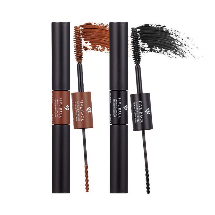 ( Tặng Kem nền BB Hàn Quốc )Mascara Làm Dày và Cong Mi 2 Đầu Five Back Skinny & Curling Double 4g màu nâu