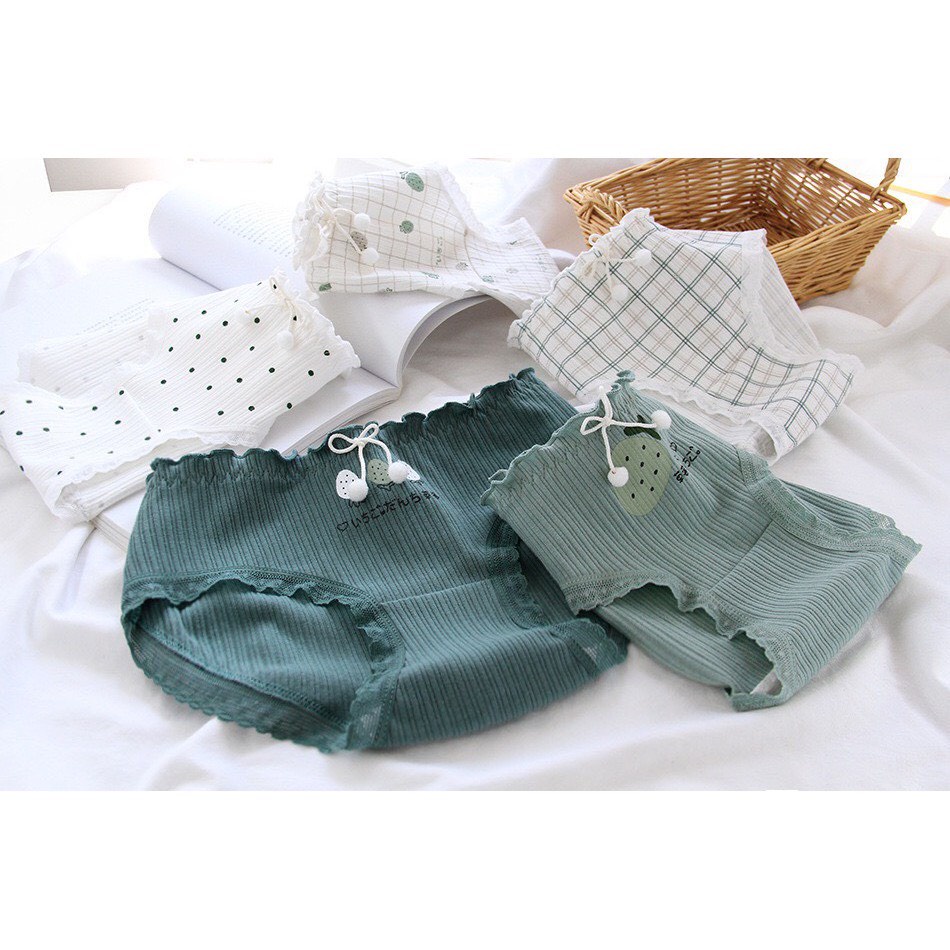 Quần Lót Cotton - Quần Lót Nữ Cotton gân tăm viền ren thiết kế trẻ trung thoáng mát DAN STORE MÃ 3778