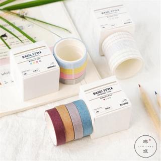 Bộ 3/4 cuộn băng dán Washi phối màu cơ bản trang trí Album/nhật ký DIY xinh xắn