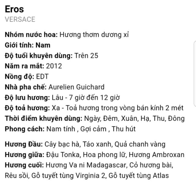 Nước hoa nam Versace Eros 100ml xách tay mỹ | BigBuy360 - bigbuy360.vn