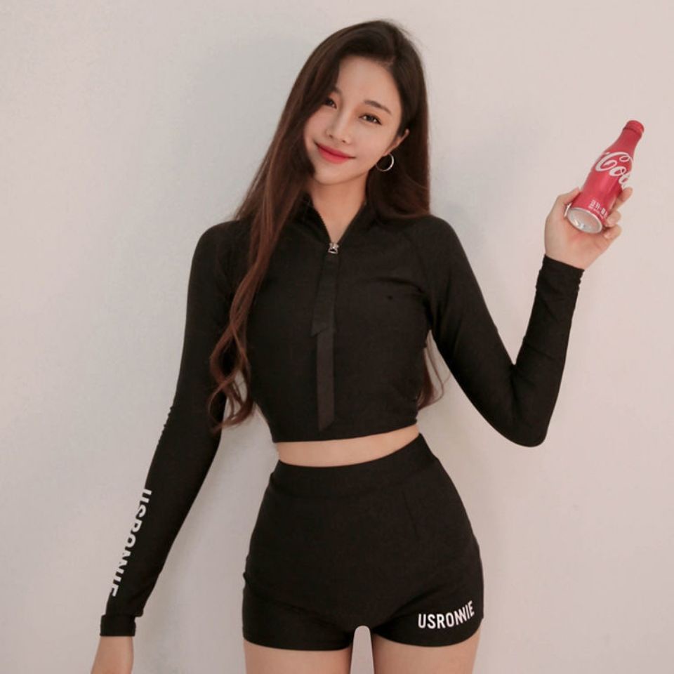 Bộ đồ bơi dài tay lưng cao phong cách Hàn Quốc thời trang mùa hè quyến rũ cho nữ