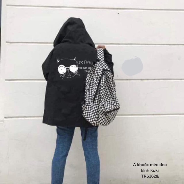 Áo khoác kaki mèo đeo kính -TR