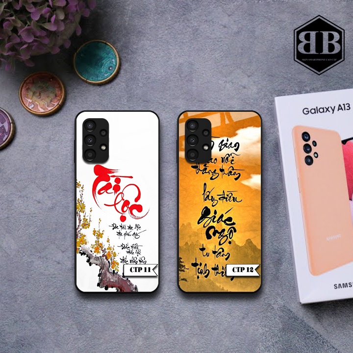 Ốp lưng kính cường lực Samsung Galaxy A13 kiểu chữ thư pháp tùy chọn