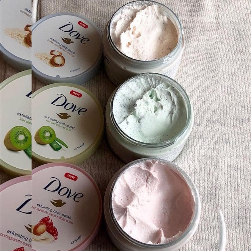 TẨY TẾ BÀO CHẾT DƯỠNG DA TOÀN THÂN DOVE EXFOLIATING BODY POLISH CRUSHED MACADAMIA RICE MILK CHÍNH HÃNG - 3770