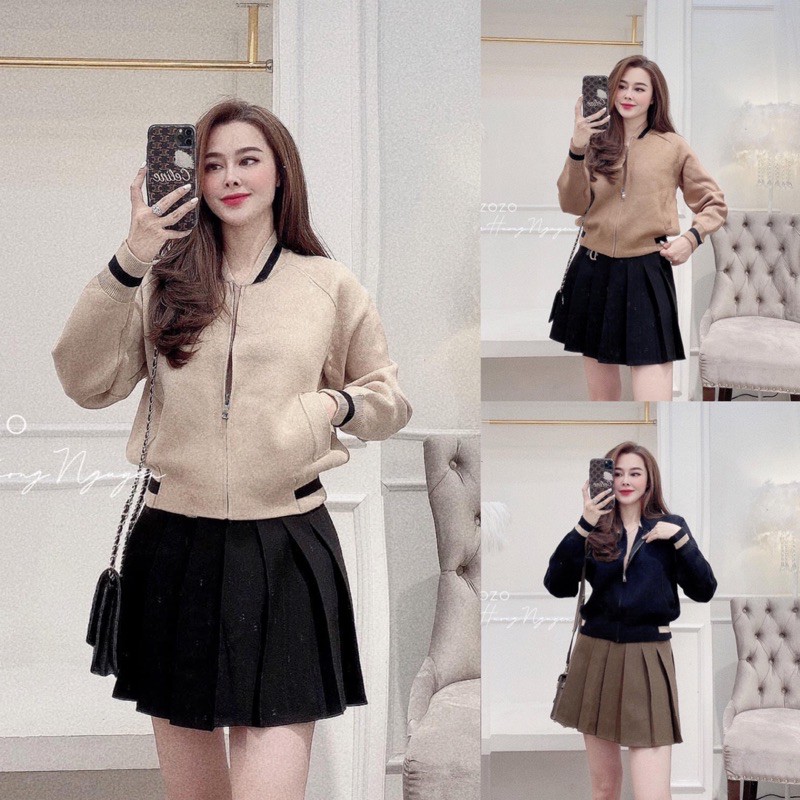 Áo Khoác dạ kiểu dáng BOMBER hàng đẹp⚡️Ảnh thật 3 màu