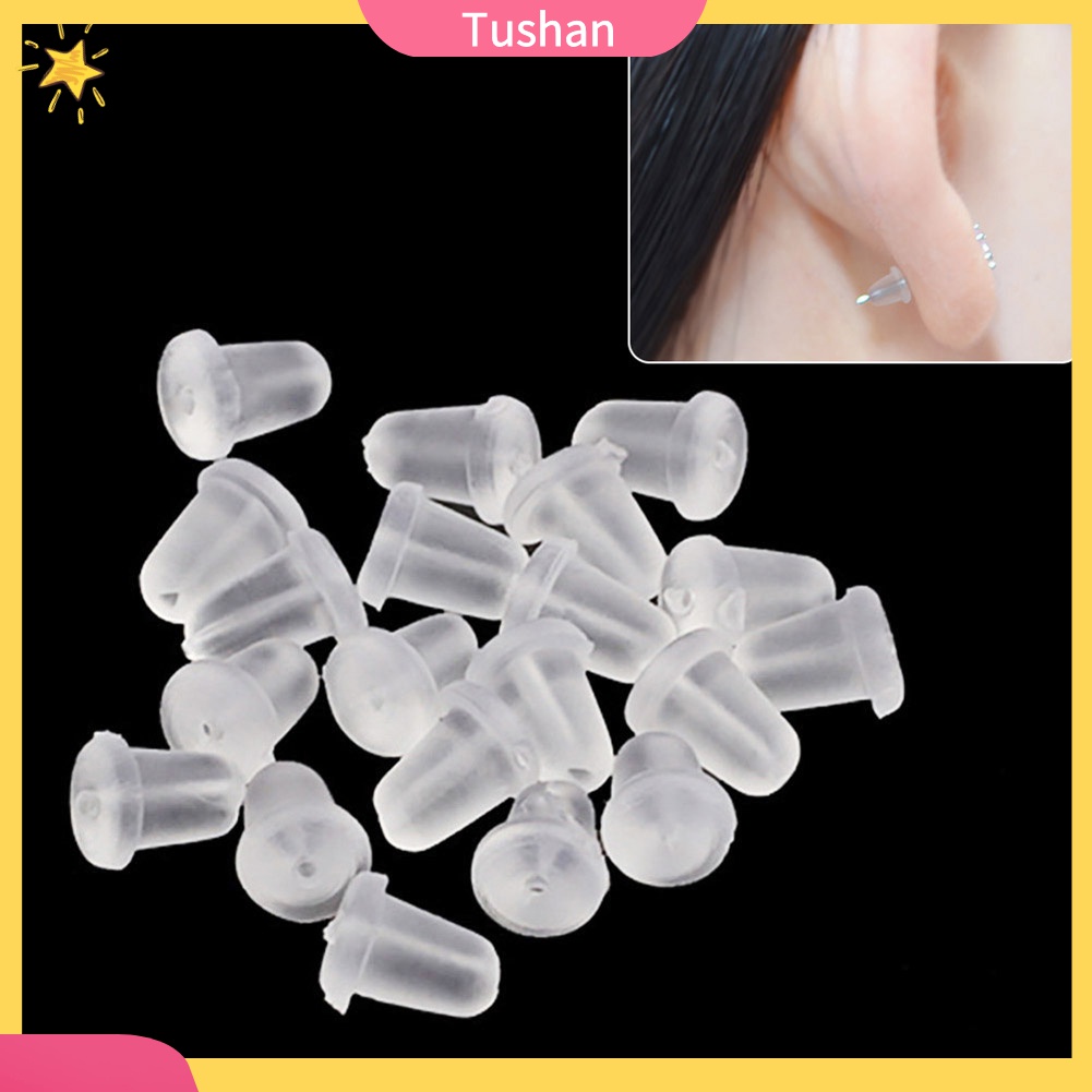 Set 100 Nút Chặn Bông Tai Bằng Nhựa Mềm Trong Suốt