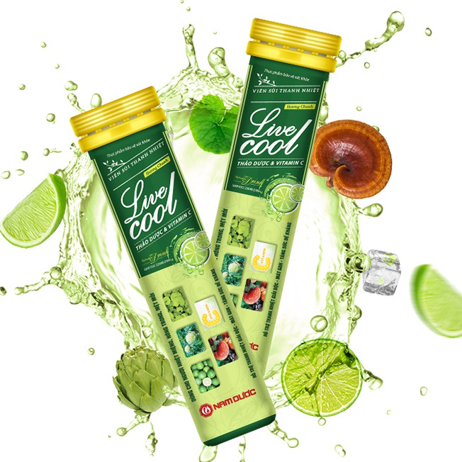 VIÊN SỦI THANH NHIỆT LIVECOOL HƯƠNG CHANH tuýp 16 viên