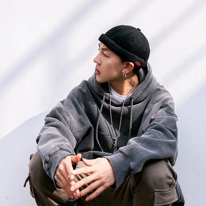 Mũ tròn dưa hấu unisex (miki hat) thời trang nam nữ, phong cách Retro Hàn Quốc màu đen
