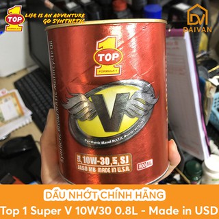 [CHÍNH HÃNG] Nhớt Top 1 SuperV 10W30 0.8L cho xe ga và xe máy hộp số tự động