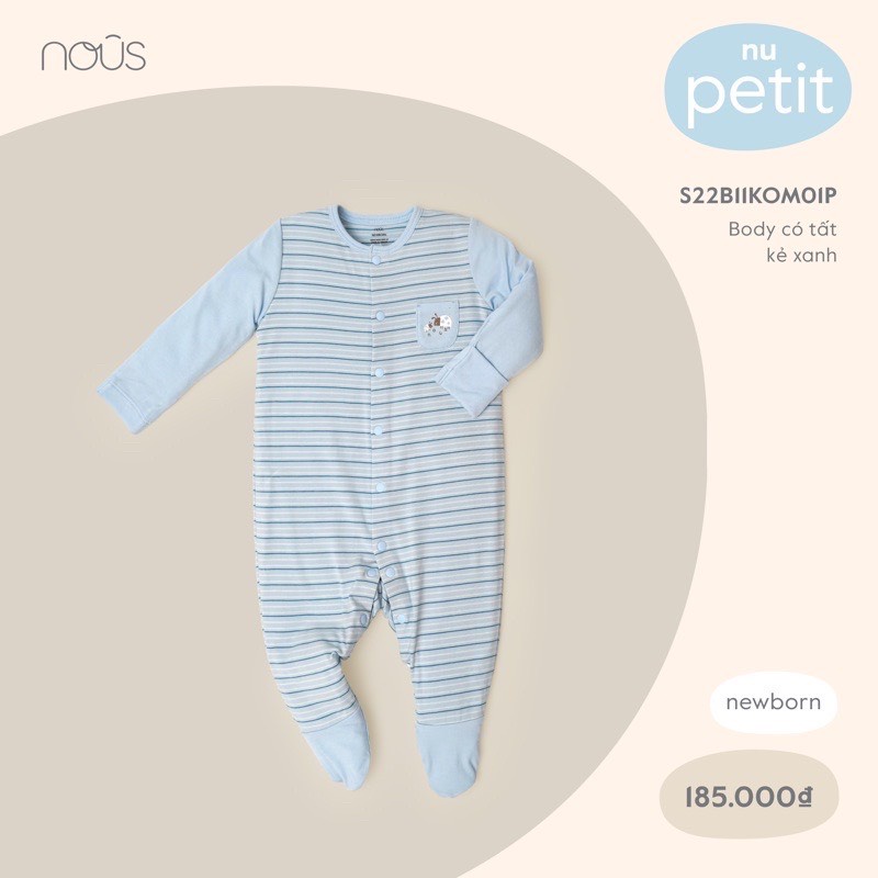 Nous Bodysuit dài tay liền tất Sơ Sinh Cho Bé Chất Liệu Petit Bé Trai Bé Gái