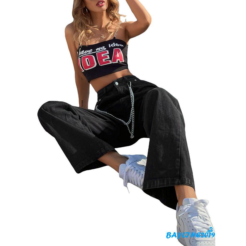 Quần Jeans Dài Ống Rộng Thời Trang Cho Nữ