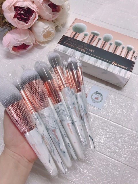 Bộ Cọ Trang Điểm BH Cosmetics Marble Luxe 10 Piece Brush Set (10 món)