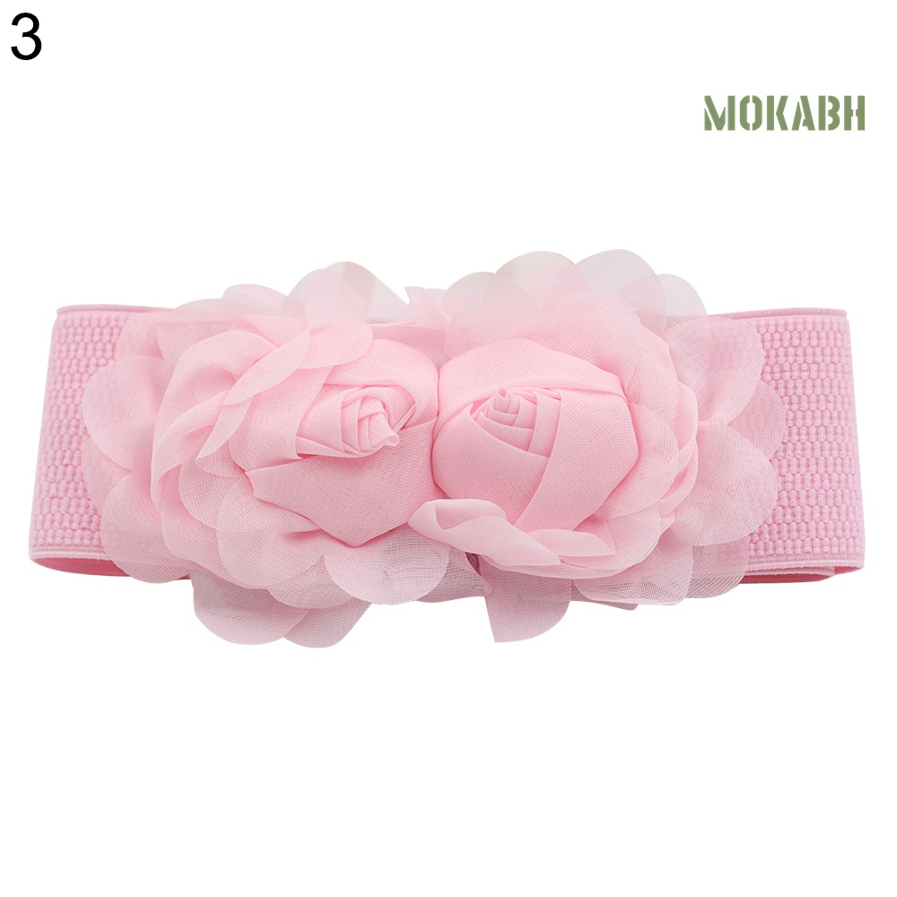 Thắt Lưng Bản Rộng Co Giãn Mặt Hoa Hồng Thời Trang Cho Nữ