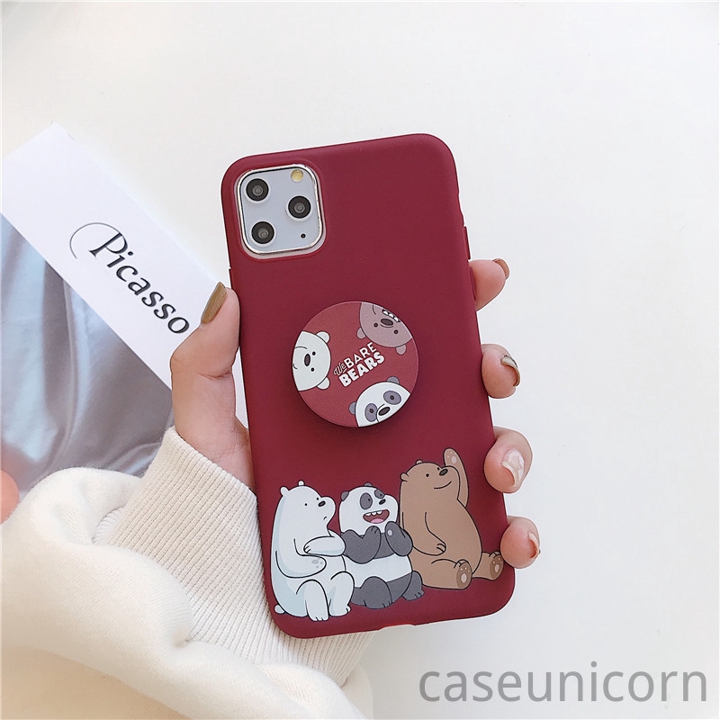 Ốp điện thoại họa tiết hoạt hình We Bare Bears kèm giá đỡ cho iPhone 11 Pro Max 6s 6 7 8 Plus 12 Pro Max iPhone XR X XS Max 12 mini | BigBuy360 - bigbuy360.vn