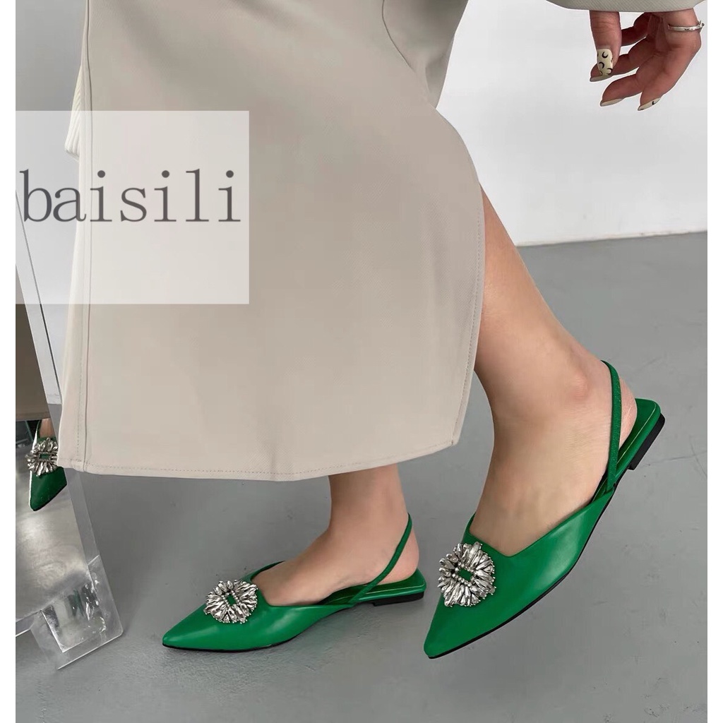 SANDAL NỮ BAISILI - GIÀY THỜI TRANG BỆT PHONG CÁCH NỮ TÍNH BÍT MŨI NHỌN ĐẾ THẤP BS220904