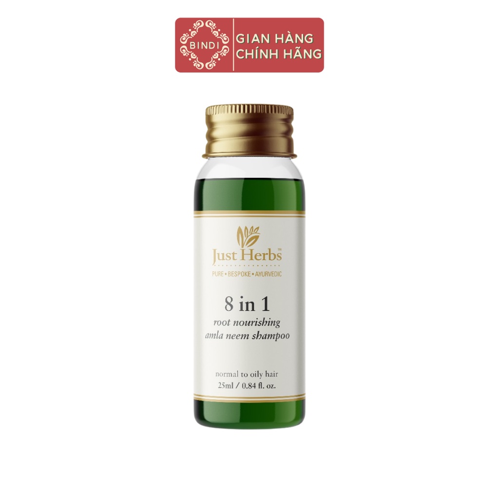 Dầu gội Just Herbs 8 trong 1 nuôi dưỡng tóc Lý Gai &amp; Neem 25ml