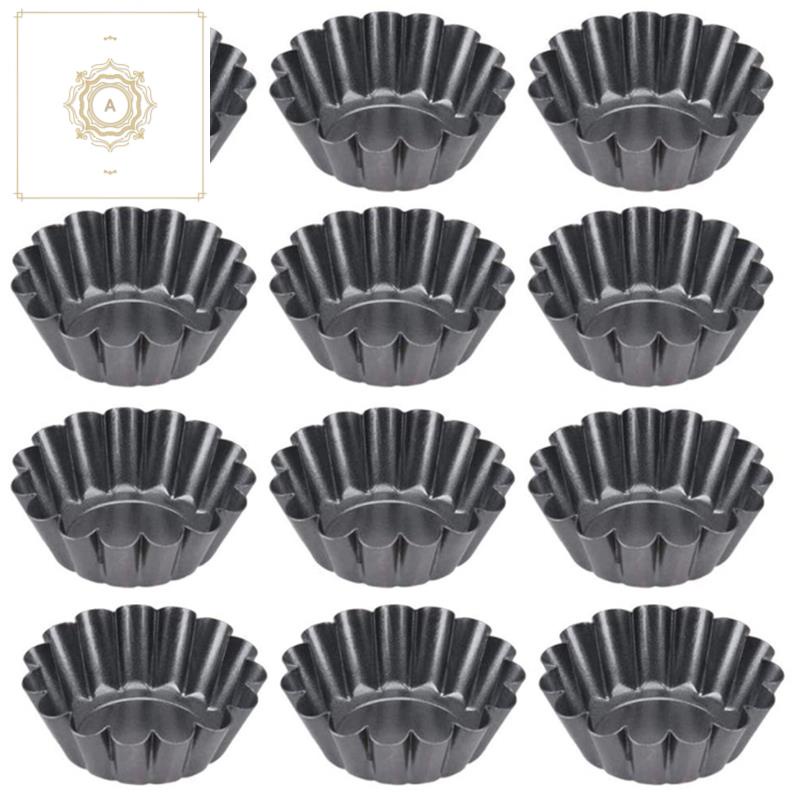 Set 12 Khuôn Làm Bánh Chống Dính Viền Bèo Nhún Tiện Dụng Cho Lò Nướng