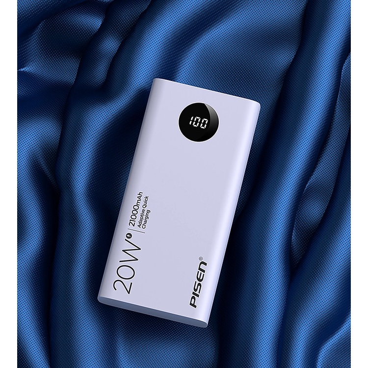 Pin sạc dự phòng Pisen Quick TS-D298 21000mAh 2 USB QC3.0 TypeC PD 20W hiển thị LED (Trắng) Phụ kiện 1986