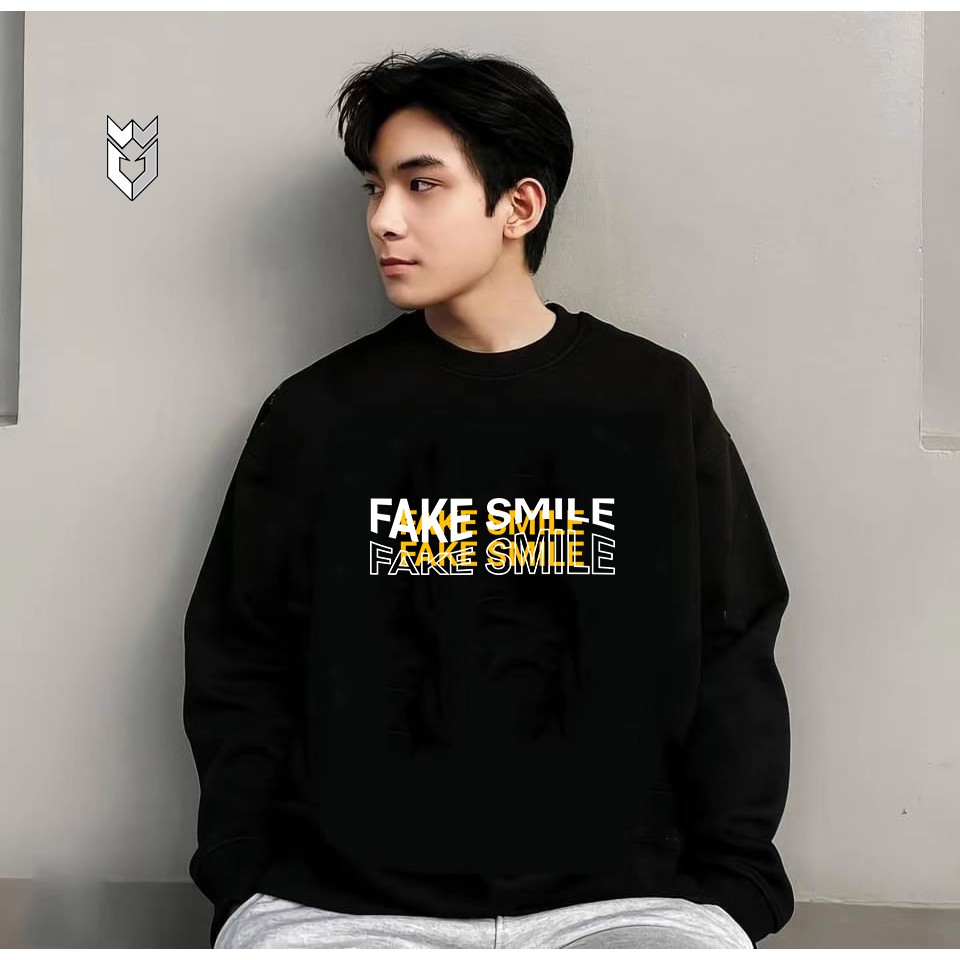 Áo sweater nỉ da cá nam nữ F4ke Smile áo nỉ cá tính form rộng - GW Shop