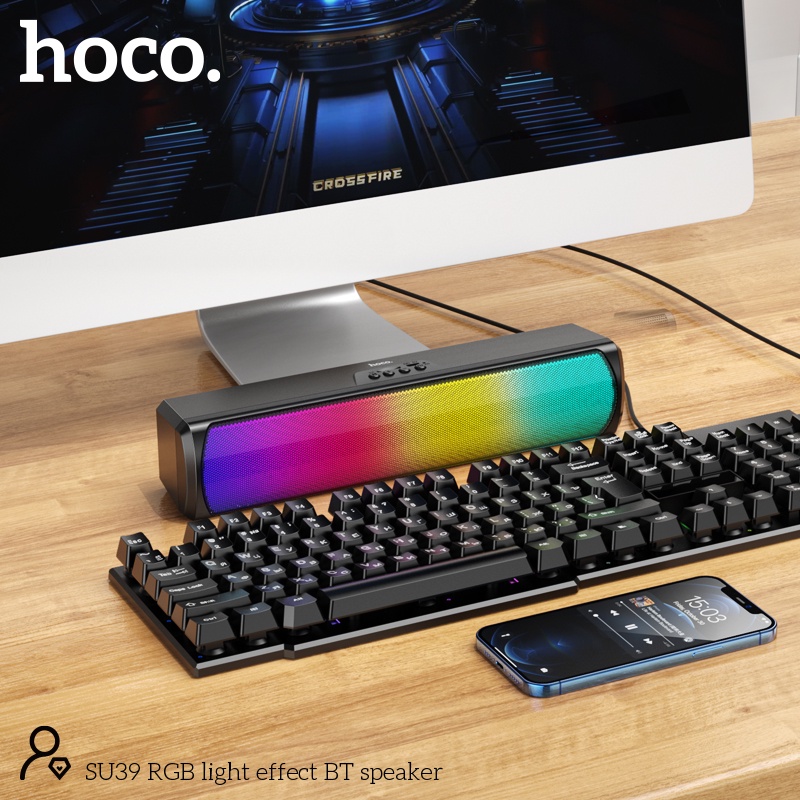 Loa dài bluetooth Hoco SU39 thể thao, LED nhiều màu, Bass mạnh mẽ, to rõ, hỗ trợ di động không dây, Aux 3.5, khe thẻ nhớ