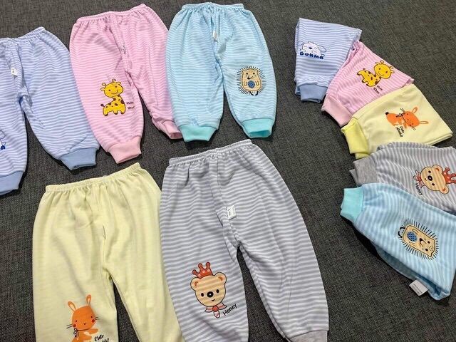 Quần chục dài cotton nỉ kẻ cho bé (set 5 chiếc)