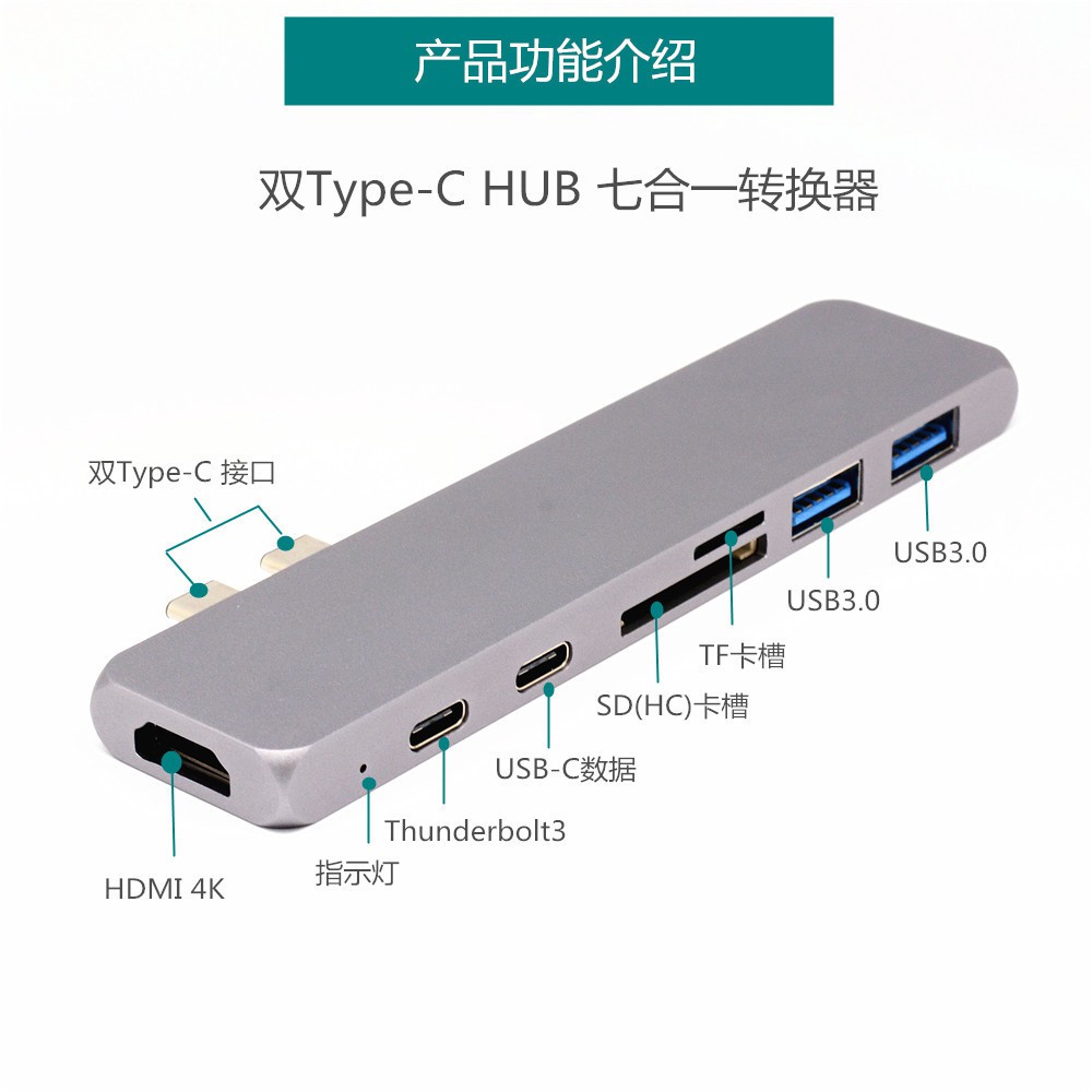 Bộ chuyển đổi Dual Type C ra USB3.0/HDMI/Type-C - Hiệu Baseus