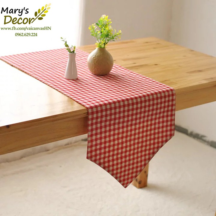 KHĂN RUNNER MARY DECOR - CARO ĐỎ KR-A03