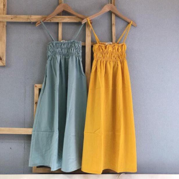 Váy đũi xước chun ngực - Đầm xuông - maxy dáng dài