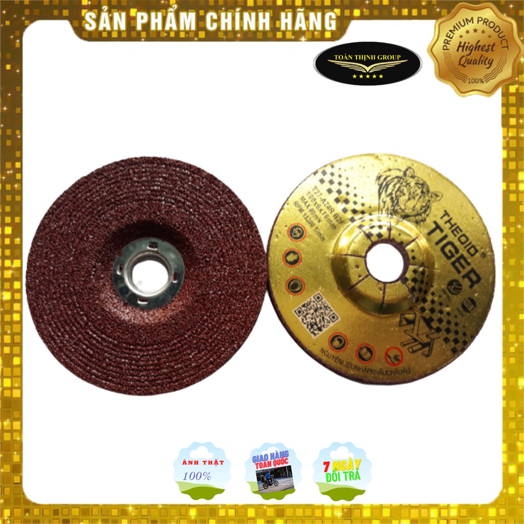 Đá Mài Sắt Hiệu THEOID TIGER Màu Đỏ 100X6X16mm Chính Hãng - Mài Mối Hàn, Kim Loại, Inox - Siêu Nhanh