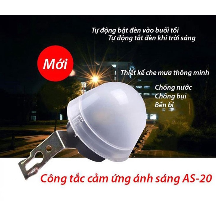 [AS-20] Công tắc cảm biến ánh sáng 220VAC 10A, có mũ chống mưa