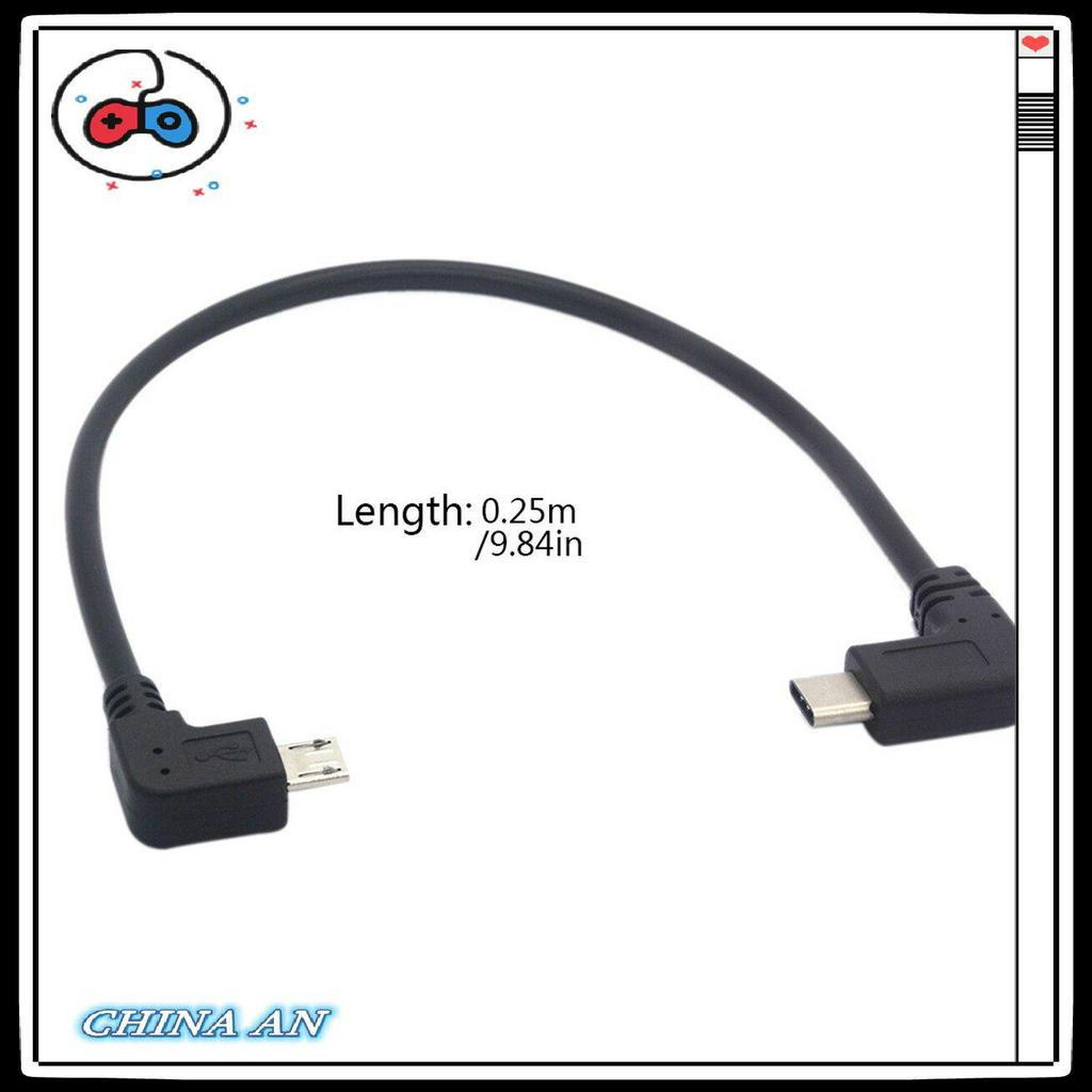 ⚡Hot sản phẩm/Type C to Micro USB Cable 90 Degree Micro 5 Pin Male to USB C Male Extension