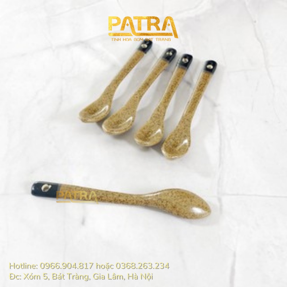 Thìa Cafe Gốm Bát Tràng Màu Nâu
